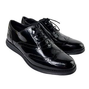 Sz 7.5 Cole Haan Grand Wing II Black Patent Leather Waterproof Wingtip Oxford